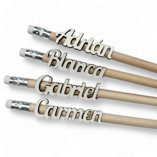 Lápiz Madera Con Nombre Blanco.