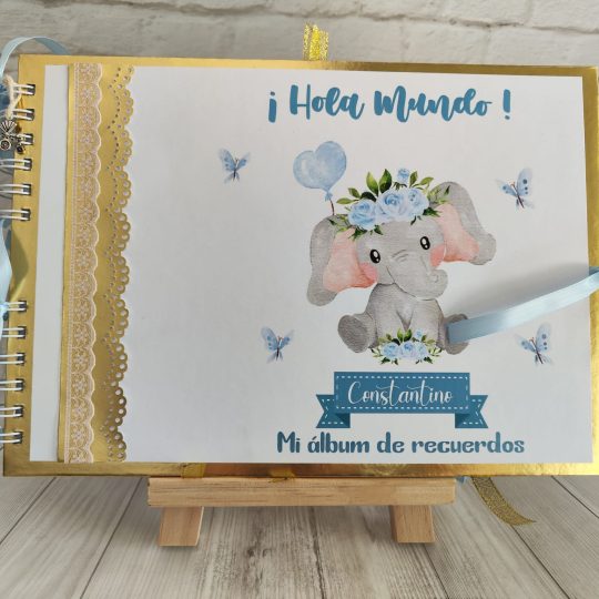 Libro de recuerdos del Bebé Elefantito Oro