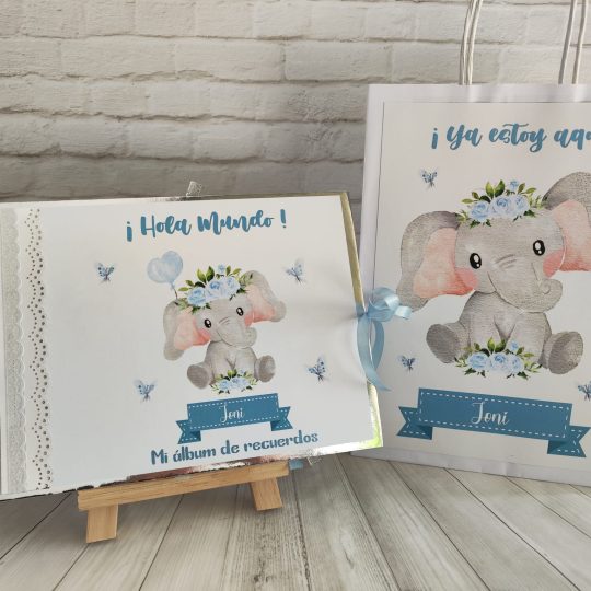 Libro de recuerdos del Bebé Elefantito Plata