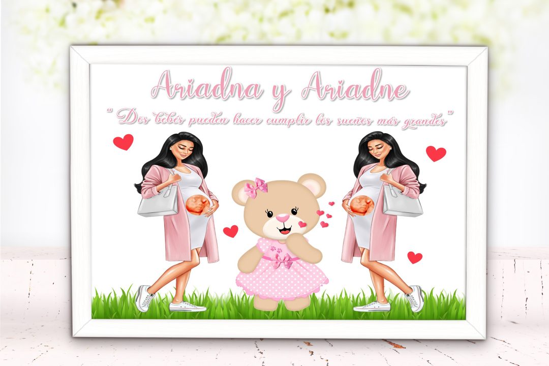 Láminas con embarazada personalizada dos bebes 002
