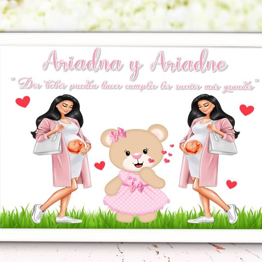Láminas con embarazada personalizada dos bebes 002