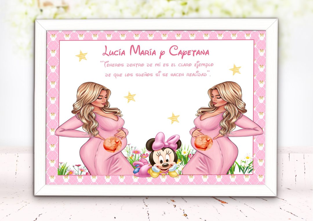 Láminas con embarazada personalizada dos bebes 003