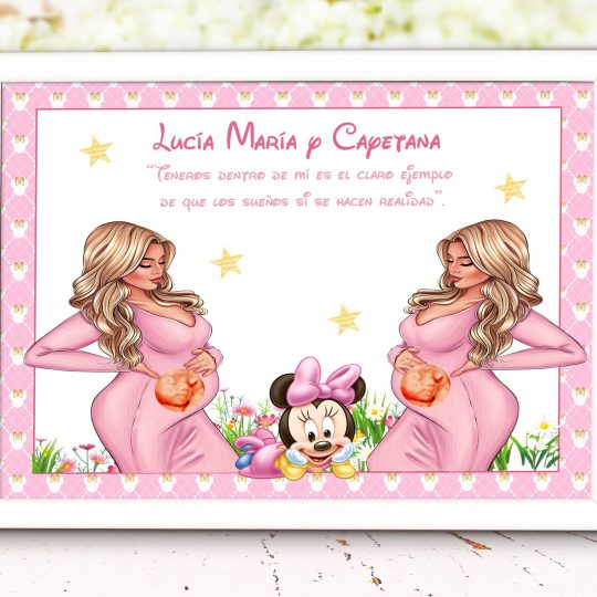 Láminas con embarazada personalizada dos bebes 003