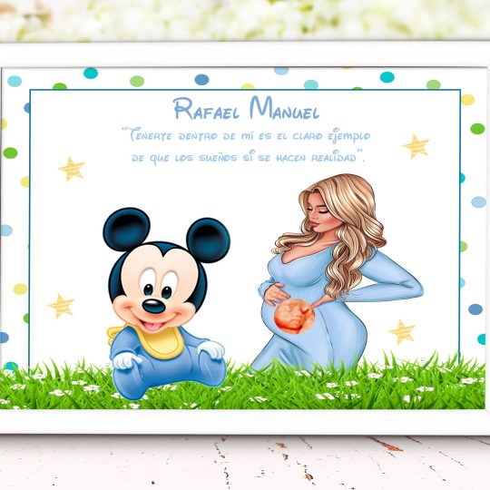 Láminas con embarazada personalizada niño un bebe 003