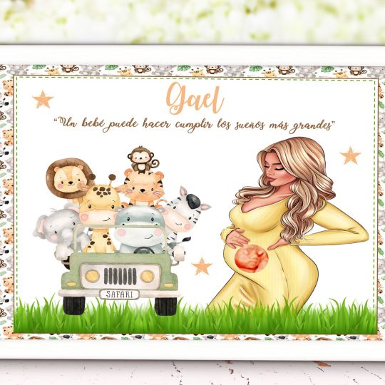Láminas con embarazada personalizada niño un bebe 004