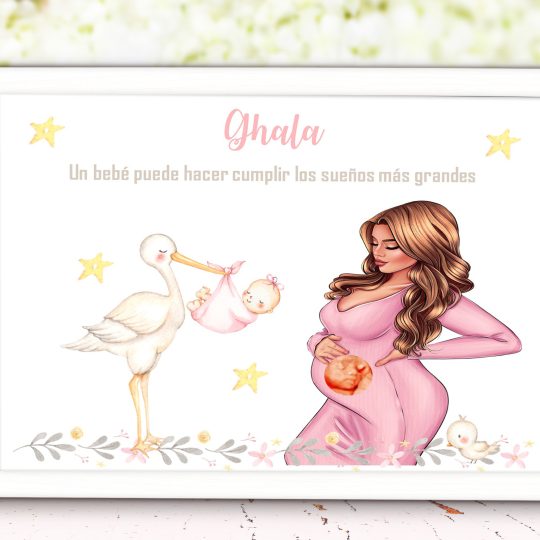 Láminas con embarazada personalizada un bebe 005