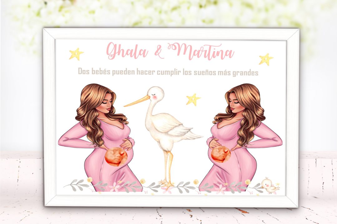 Láminas con embarazada personalizada dos bebes 005