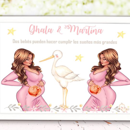 Láminas con embarazada personalizada dos bebes 005