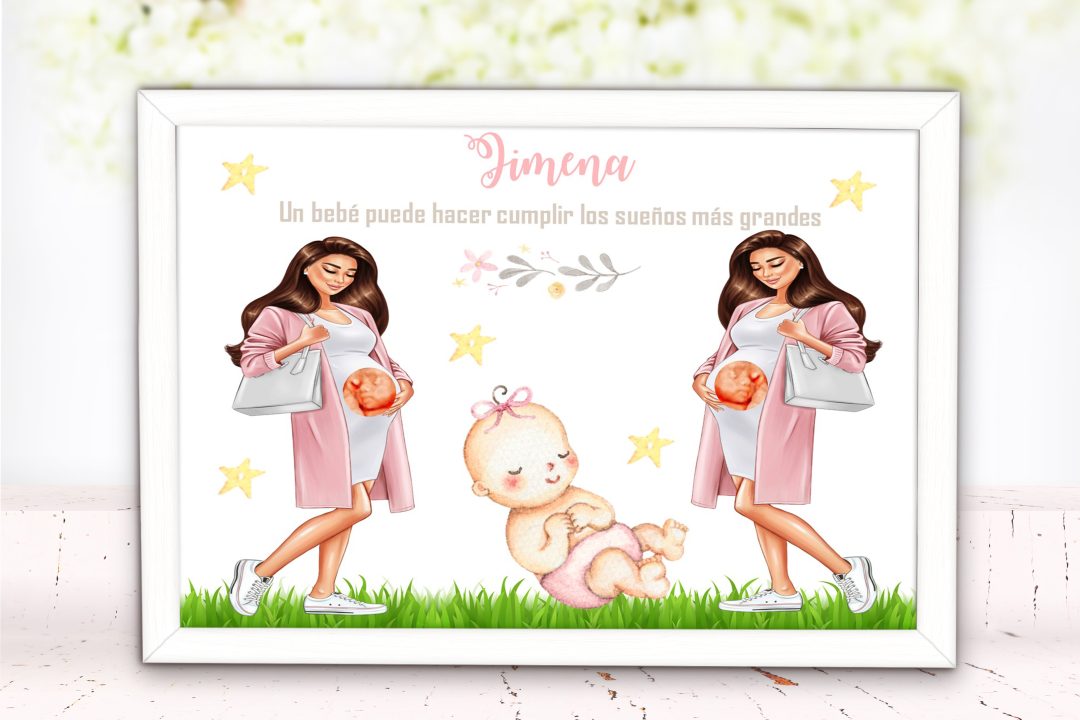 Láminas con embarazada personalizada dos bebes 006