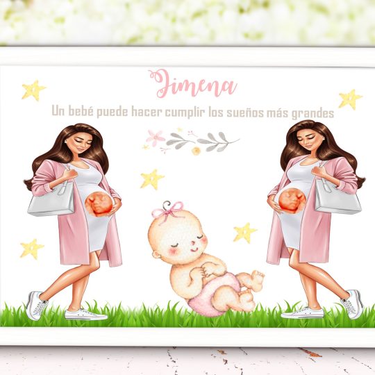 Láminas con embarazada personalizada dos bebes 006