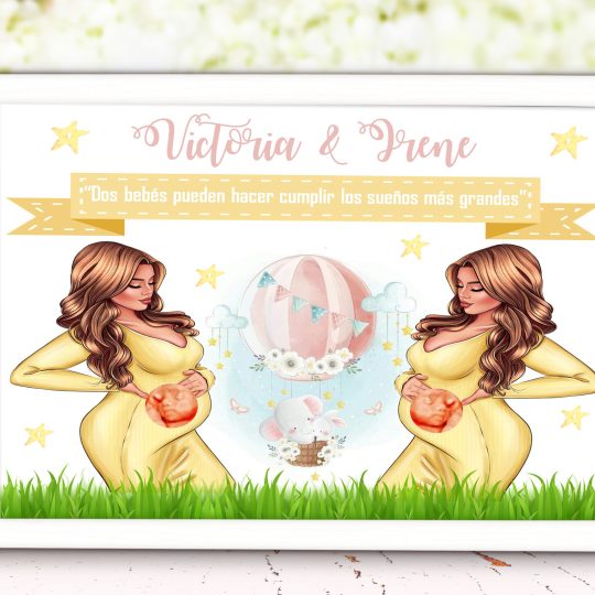 Láminas con embarazada personalizada dos bebes 007