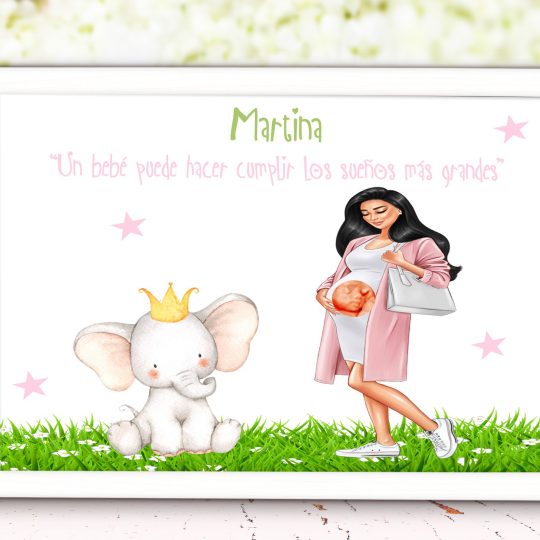 Láminas con embarazada personalizada un bebe 008