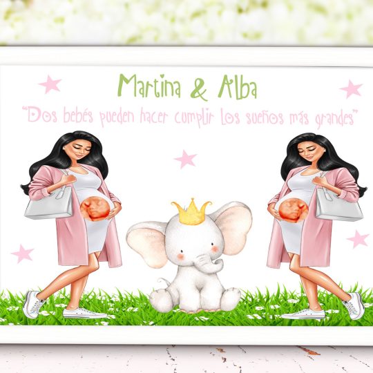 Láminas con embarazada personalizada dos bebes 008