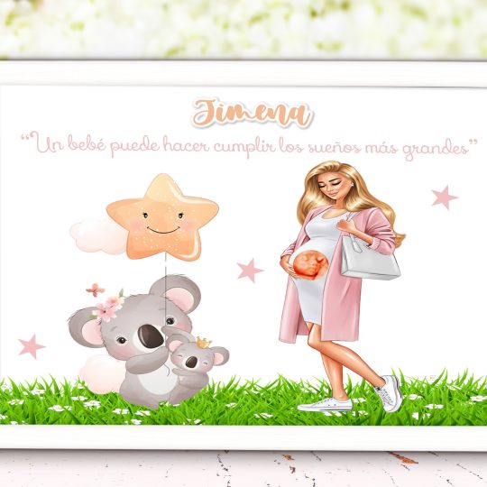 Láminas con embarazada personalizada un bebe 009