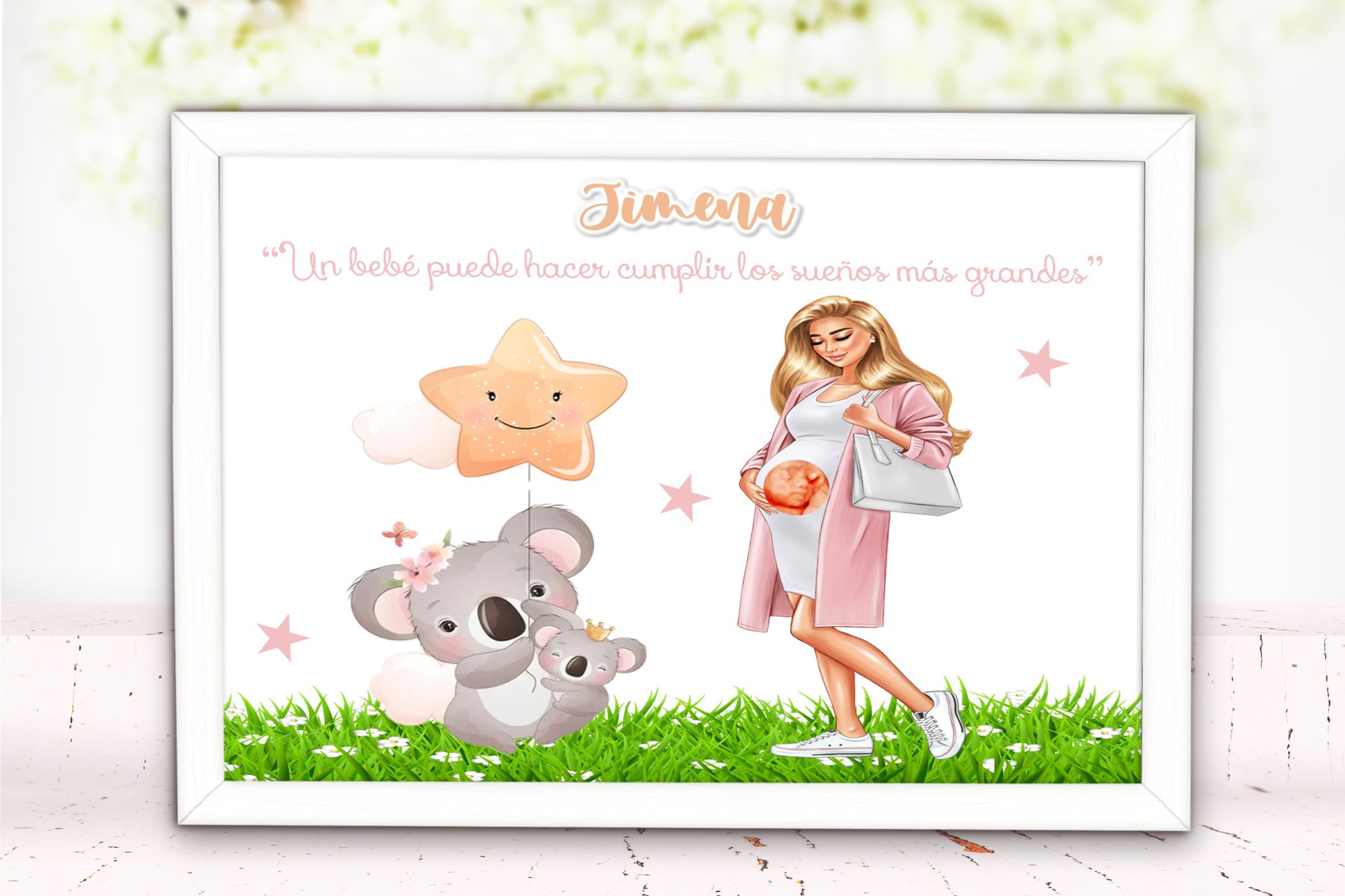 Láminas con embarazada personalizada un bebe 009