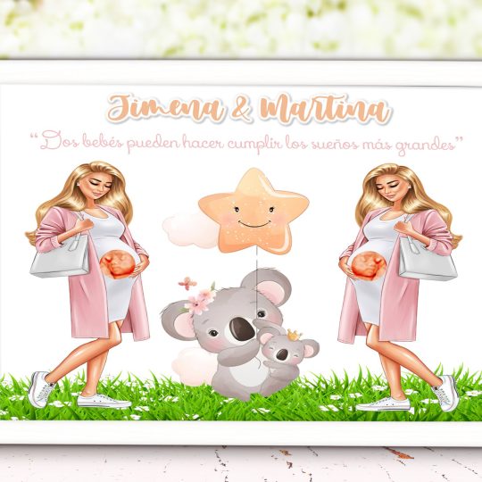 Láminas con embarazada personalizada dos bebes 009