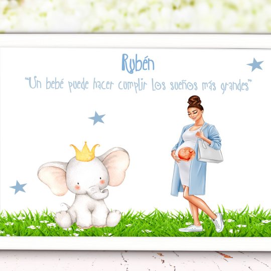 Láminas con embarazada personalizada niño un bebe 009