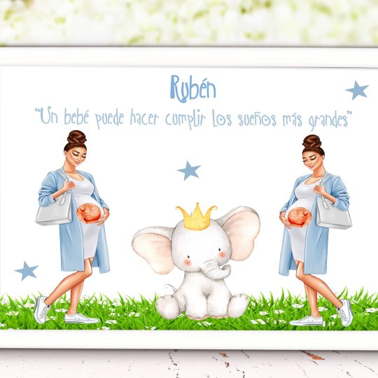 Láminas con embarazada personalizada niño dos bebes 009