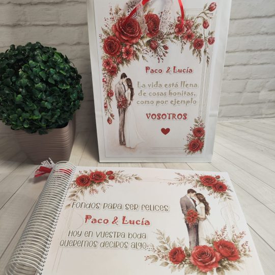 Libro para regalar dinero en boda Modelo Rojo