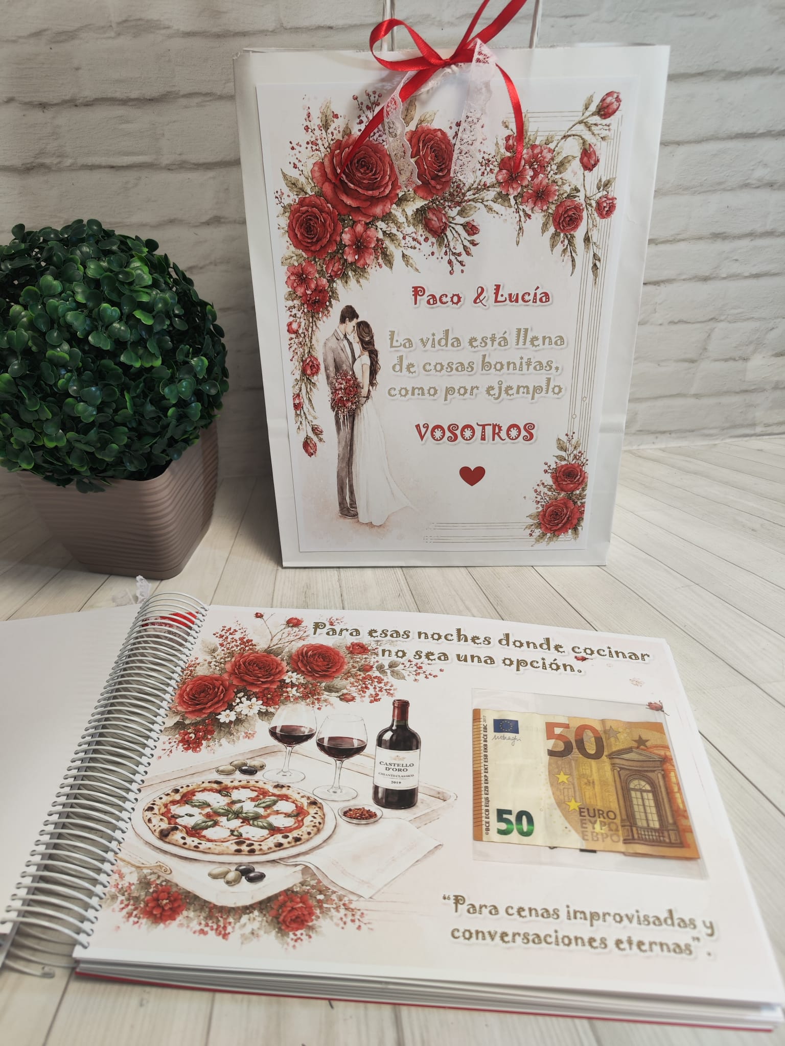 Libro para regalar dinero en boda Modelo Rojo - Imagen 5