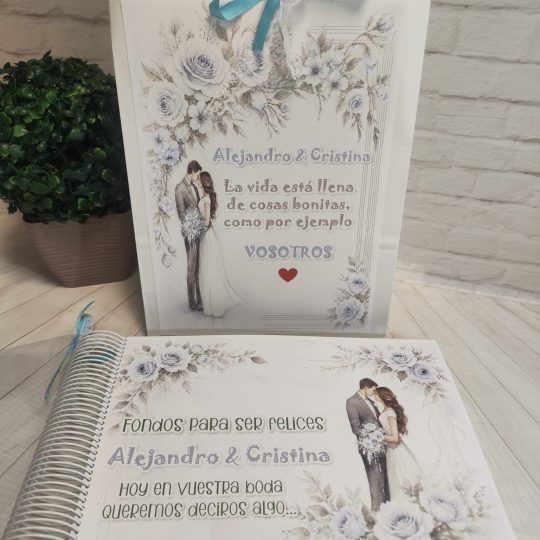 Libro para regalar dinero en boda Modelo Azul